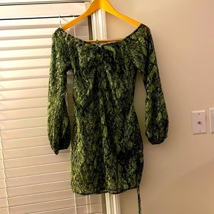 Green Glow mini dress. Michael Costello